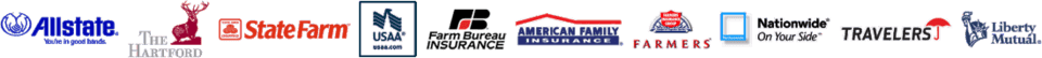 We work with Allstate, State Farm, USAA, Farmers, Nationwide, Travelers, Liberty Mutual and more